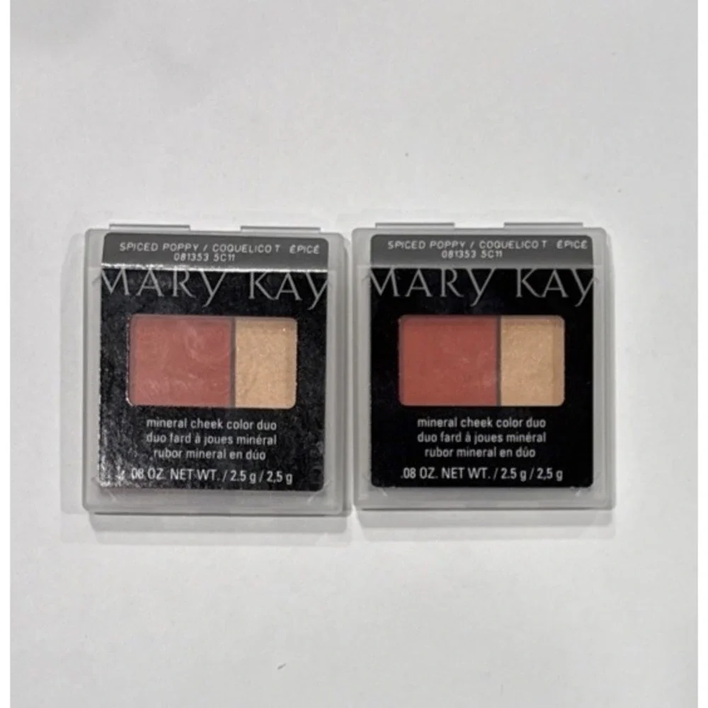 Lot of 2 Mary Kay Mineral Cheek Color Duo Blush‎ Spiced Poppy Full Size 081353